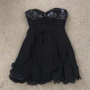 Black Sequin & Chiffon Little Black Dress